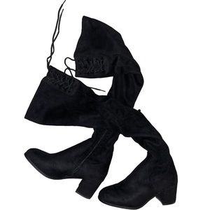 Lace back over the knee boots